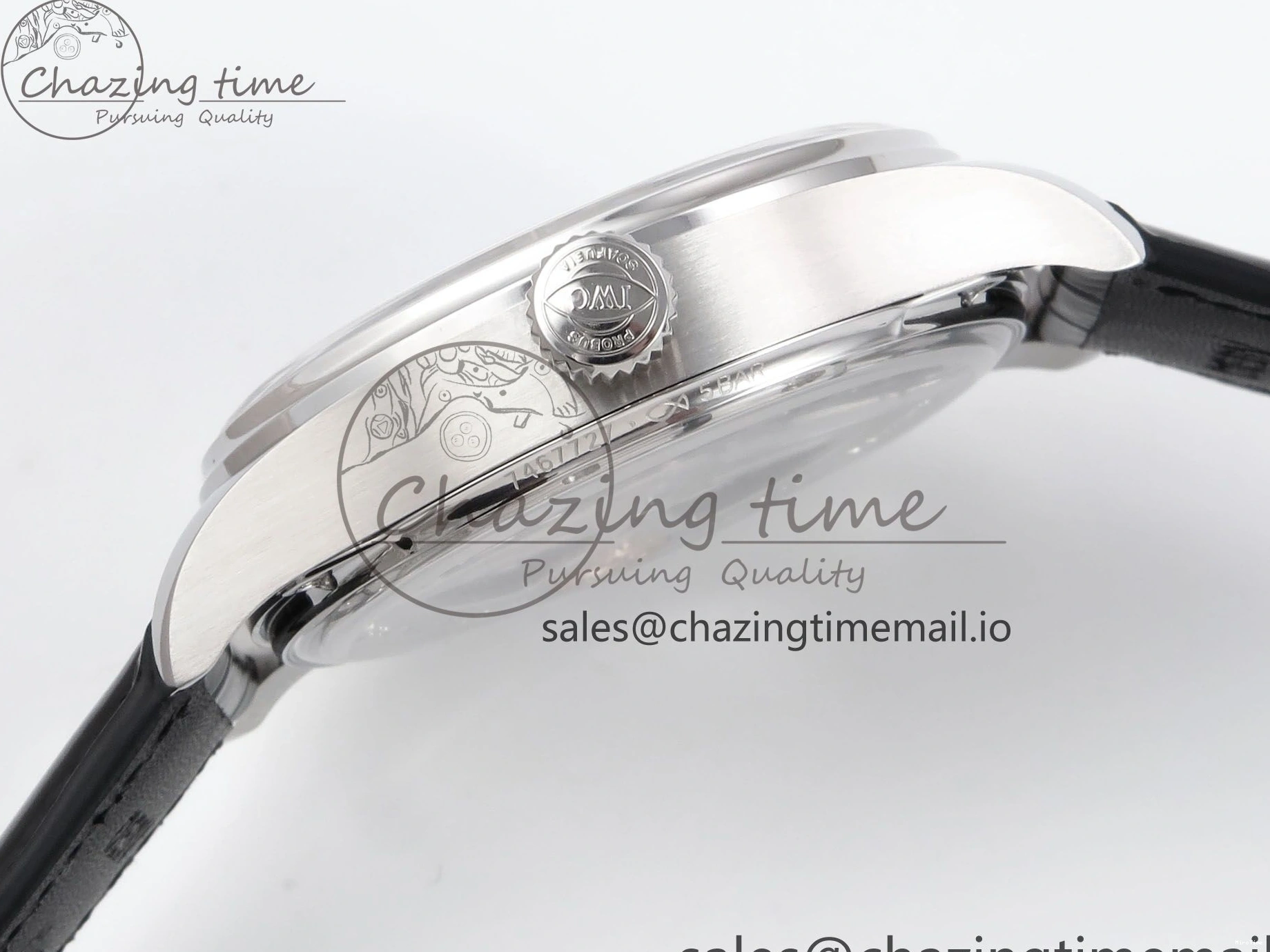 MIROTIME 0127 Portugieser Automatic SS IW501704 APSF 1:1 Best Edition Blue Dial on Black Leather Strap A HighPerformance 7008